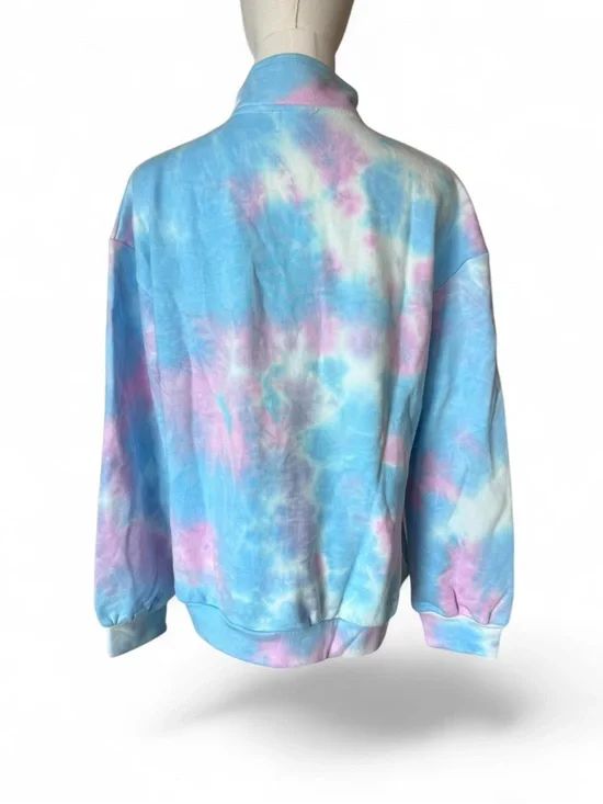 Pastel Tie-Dye Cotton Quarter-Zip Pullover  Size Small - Picture 3 of 9